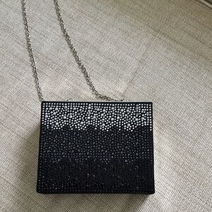 Natasha Couture Evening hard-sided box clutch shoulder Crystal /rhinestone Bling